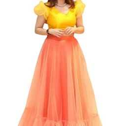 Rise on fab_Designer Net material Peach color semi stiched lehenga choli image 1
