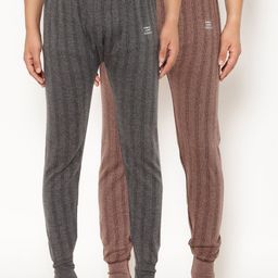 VIMAL JONNEY Men Pack Of 2 Striped Thermal Joggers-image-17