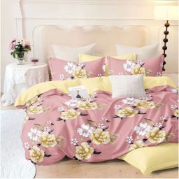 BAJO'S Pink Floral Printed Bedsheet & 2 Pillow Covers (Queen)-picture-22