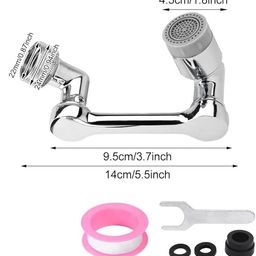 Valajogi Stainless Steel 1080°Swivel Faucet Aerator Rotatable Multi-Functional Extension Faucet, Faucet Extender for Taps, Tap Extender for Kitchen Sink 2 Modes Splash Extension Faucet Filter image 2