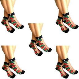 hrbs Ankle Length Different Net Flower Special Function & Spandex Socks Summer nylon Socks For Ladies/Girl's/Women's indoor & Ourdoor uses, Multi Color multi Pattern Socks 2 Pairs image 4