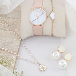 JOKER & WITCH Gold-Toned & White Faux Pearl-Beaded Watch Gift Set JWLS454-picture-43
