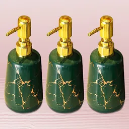 Kuber Industries Green 3 Pieces Abstract Ceramic Liquid Soap Dispenser 260 ml Each-11
