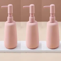 Kuber Industries Pink 3 Pieces Matte Finish Ceramic Soap Dispensers 260 ml Each-image-31