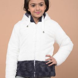 Crimsoune Club Girls Lightweight Faux Fur Trim Open Front Jacket-image-7