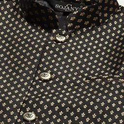 SOJANYA Men Woven Design Kurta with Churidar with Nehru Jacket image 2