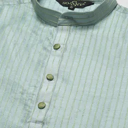 SOJANYA Men Woven Design Kurta with Churidar with Nehru Jacket image 3