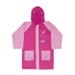 Yellow Bee Girls Printed Hooded Waterproof Rain Jacket-image-50