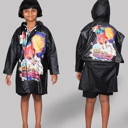 THE CLOWNFISH  Kids Printed Waterproof Hooded Longcoat-14