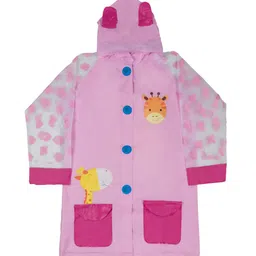Yellow Bee Girls Printed Hooded Waterproof Rain Jacket-image-40