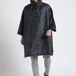 Wildcraft Camouflage Printed Hooded Poncho Style Rain Jacket-image-61