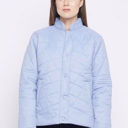 Adobe Women Blue Geometric Lightweight Padded Jacket-image-34