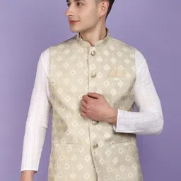 V-Mart Ethnic Motifs Printed Mandarin Collar Sleeveless Nehru Jacket-16