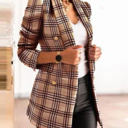 StyleCast Women Checked Longline Tailored Jacket-image-12