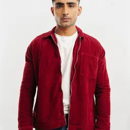 FREAKINS Spread Collar Corduroy Cotton Tailored Jacket-image-18