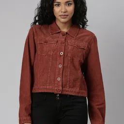 SHOWOFF Corduroy Windcheater Crop Denim Jacket-image-52
