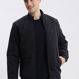SHOWOFF Rapid-Dry Striped Stand Collar Windcheater Bomber Jacket-image-32
