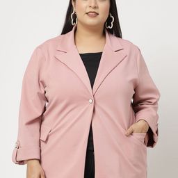 plusS Women Fleece Crop Tailored Jacket-image-49