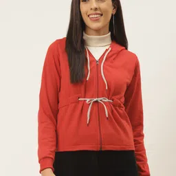 Belle Fille Women Red Fleece Lightweight Tailored Jacket-image-97