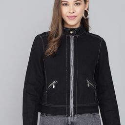 Kotty Women Black Crop Denim Jacket-image-30