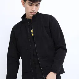 HIGHLANDER Men Black Solid Tailored Jacket-picture-49