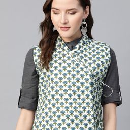 Bhama Couture Floral Printed Cotton Quilted Jacket-image-14