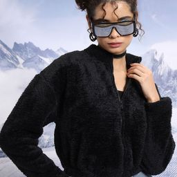Tokyo Talkies Stand Collar Crop Bomber Jacket-image-39