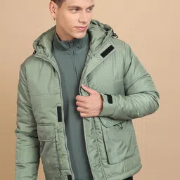 HIGHLANDER Olive Green Hooded Padded Jacket-picture-35