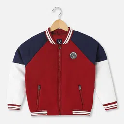 Allen Solly Junior Boys Colourblocked Bomber with Patchwork Jacket-19