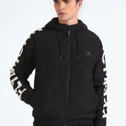 Flying Machine Typography Printed Hooded Bomber Jacket-picture-24