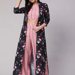 AKS Printed Top With Palazzo & Jacket-17