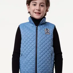 One Friday Boys Mock Collar Quilted Jacket with Patchwork-picture-55