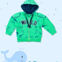 MeeMee Boys Green Printed Bomber Jacket-image-66