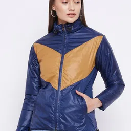 JUMP USA Women Blue & Beige Colourblocked Puffer Jacket-picture-48