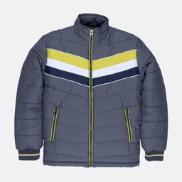 Status Quo Boys Grey Colourblocked Stand Collar Puffer Jacket-image-37