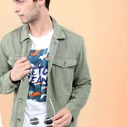 LOCOMOTIVE Men Olive Green Solid Jacket-37