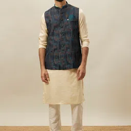 Manyavar Printed Mandarin Collar Nehru Jacket-14