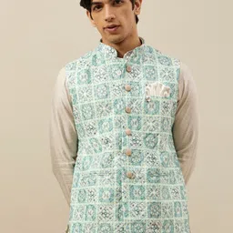 Manyavar Men Printed Nehru Jacket-image-76