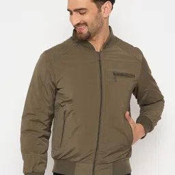 Duke Men Stand Collar Solid Casual Bomber Jacket-picture-16