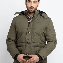 Status Quo Men Olive Green Padded Jacket-image-80
