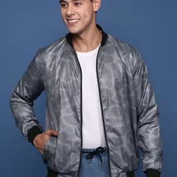SHOWOFF Men Camouflage Checked Windcheater Bomber Jacket-40