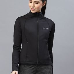 JUMP USA Women Black Open Front Polyester Hiking Jacket-16