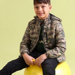 U.S. Polo Assn. Kids Boys Olive Green Camouflage Puffer Jacket-image-93