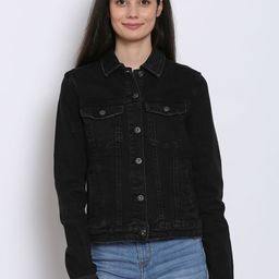 NoBarr Women Black Denim Jacket-image-6