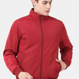 t-base Men Red Solid Windcheater Bomber Jacket-picture-13