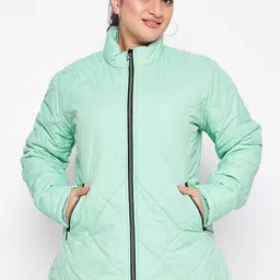 Adobe Plus Size Lightweight Mock Collar Long Sleeves Quilted Jacket-picture-11