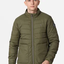 t-base Men Olive Green Lightweight Puffer Jacket-image-58
