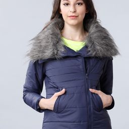 Tokyo Talkies Women Navy Blue Solid Puffer Jacket-image-46