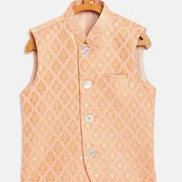 YK Boys Yellow Woven Design Nehru Jacket-42