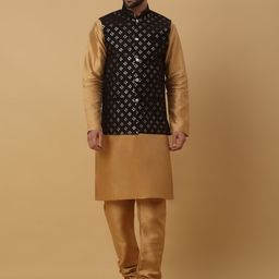 KRAFT INDIA Ethnic Motifs Mandarin Collar Long Sleeves Kurta with Churidar-image-89